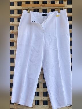 Talbots White Cropped Wide-Leg Pants